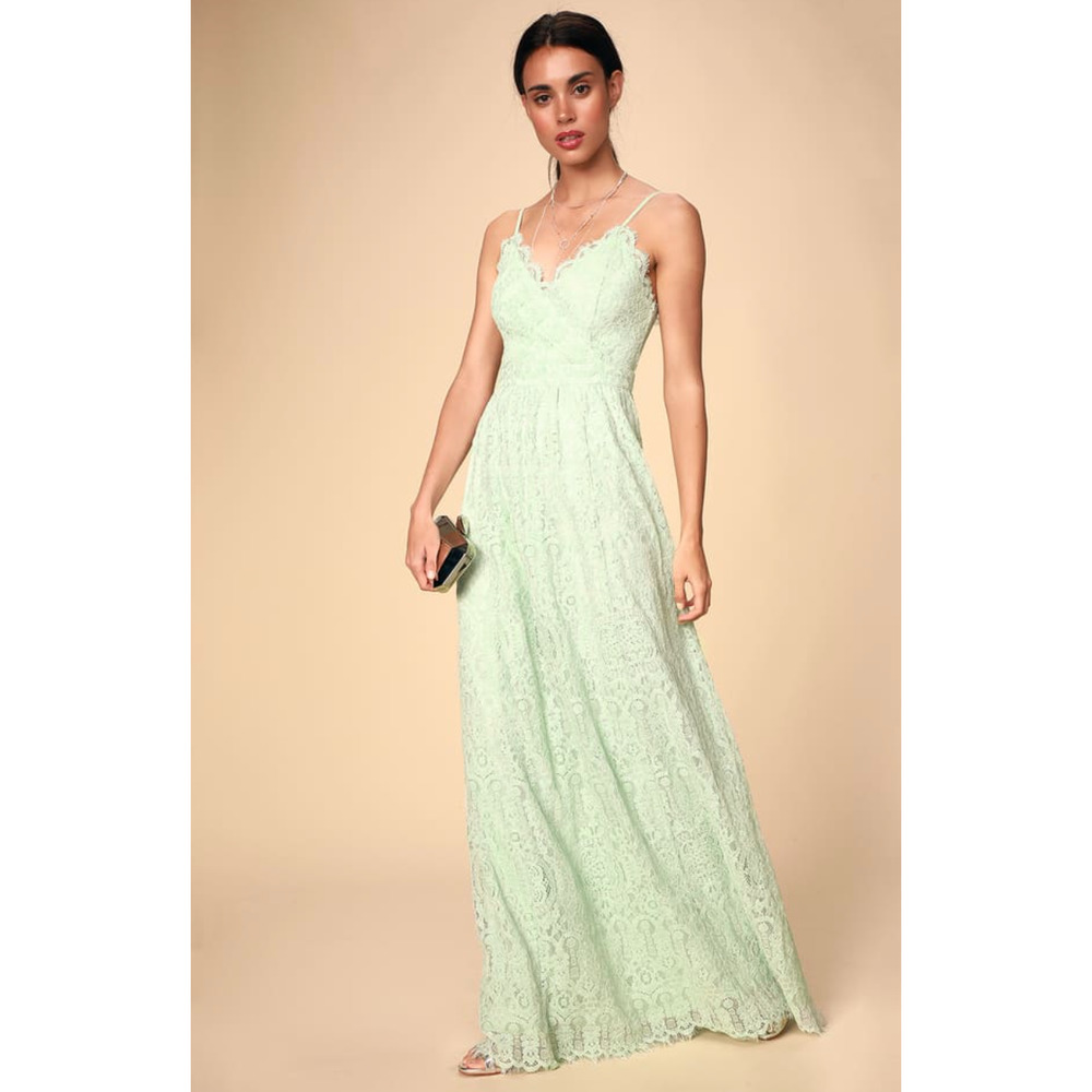 NWT Lulus Unending Love Sage Green Lace Maxi Dress